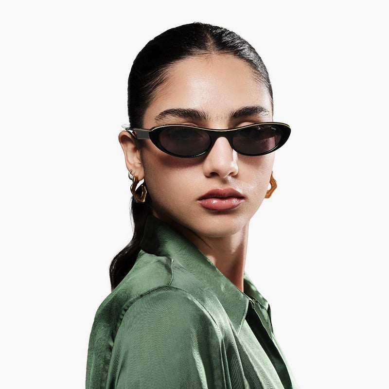 Blackout Black Oval Sunglasses for Women - Image 5